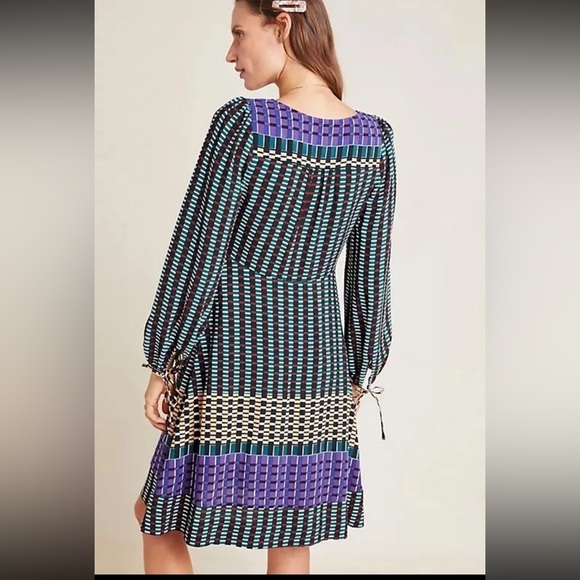 Anthropologie Maeve Gianna Long Sleeve Tunic Mixed Print Multicolor Dress Size 2 - Picture 2 of 14